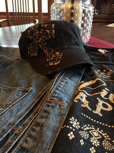 Leopard cross black hat