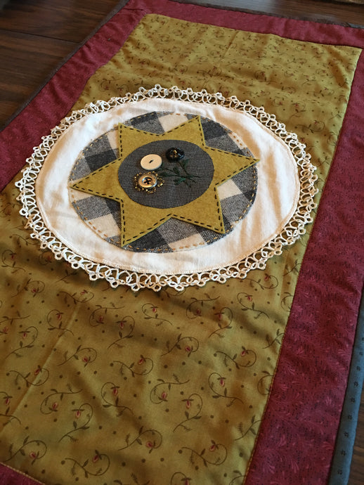 Antique Star Flower Linen table runner