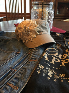 Flowered embellished hat